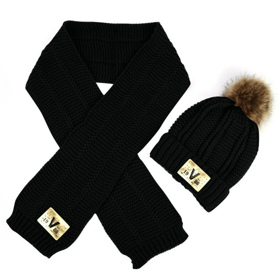 OGLCCG Kids Beanie Hat Scarf Set Winter Thick Cable Knitted Circle Loop Infinity Scarfs and Warm Pom Beanie Hat for Boys Girls 3-16 Years