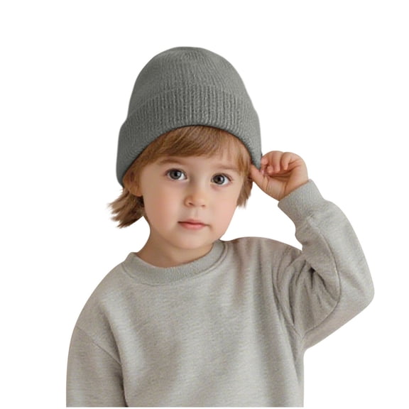 OGLCCG Kids Beanie Hat Toddler Boys Girls Wool Knitted Warm Soft Coral Thick Cuffed Winter Hat Solid Color Beanie Cap for Cold Weather 1-4 Years