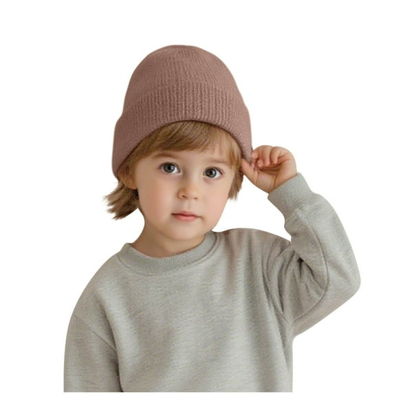 OGLCCG Kids Beanie Hat Toddler Boys Girls Wool Knitted Warm Soft Coral Thick Cuffed Winter Hat Solid Color Beanie Cap for Cold Weather 1-4 Years