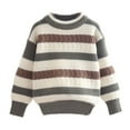 thumbnail image 1 of OGLCCG Kids-Boy's Striped Sweaters Knit Long Sleeve Drop Shoulder Crewneck Color Block Sweater Fall Winter Warm Soft Pullover Jumper Tops 3-12 Years, 1 of 2