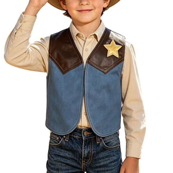 OGLCCG Kids Boys Cowboy Vest Western Sleeveless Faux Suede Waistcoat Open Front Tassel Fringe Vintage Short Jacket Size 1-13