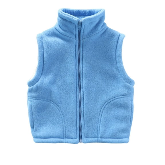 OGLCCG Kids Boys Fleece Vest Jacket Full-Zip Warm Sleeveless Vest Jacket with Pockets Fall Winter Solid Color Warm Jacket 3-12 Years