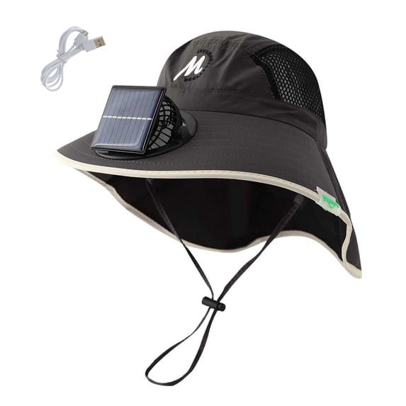 OGLCCG Kids Boys Girls Sun Hat with Solar Fan UPF 50+ Fishing Hats Wide Brim UV Protection Sun Hat, Solar Powered & USB Charging 3-15 Years