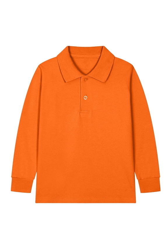 Kids Boys Long Sleeve Shirts Button Collard School Uniform Tops Casual Solid Color Tee Shirt for Teens 2-15 Years