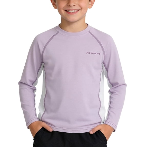 OGLCCG Kids Boys Long Sleeve T-Shirt Quick-Dry UPF 50+ Rash Guard Athletic Tee Crewneck Workout Profermance Shirts 4-16 Years