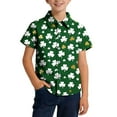 thumbnail image 1 of OGLCCG Kids Boys St.Patrick's Day Shirt Irish Clover Printed Short Sleeve Button Down Shirts Loose Fit Summer Casual Funny Hawaiian Shirt 2-15 Years, 1 of 6