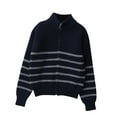 thumbnail image 1 of OGLCCG Kids Boys Striped Cardigan Sweaters Long Sleeve Stand Collar Zipper Knitted Sweater Fall Winter Warm School Uniform Knit Outwear 5-14 Years, 1 of 8