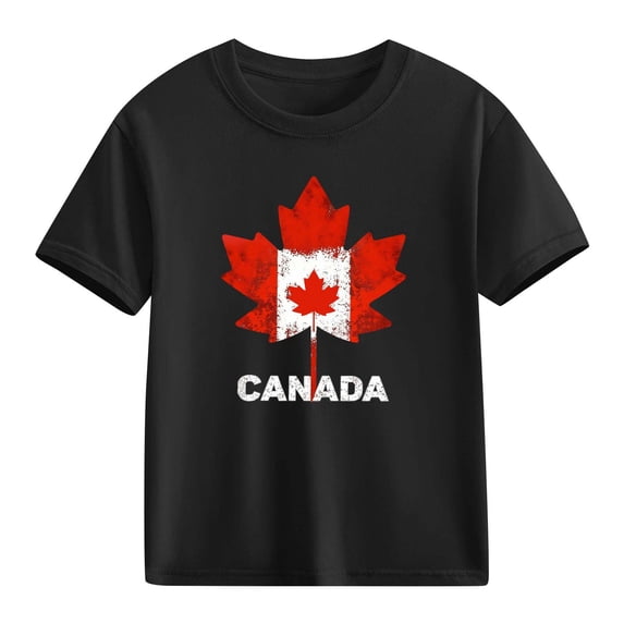 OGLCCG Kids Canada Flag T-Shirt Boys Girls Retro Canadian Maple Leaf Short Sleeve Tees Summer Cotton Crewneck Pullover Tops 3-10 Years