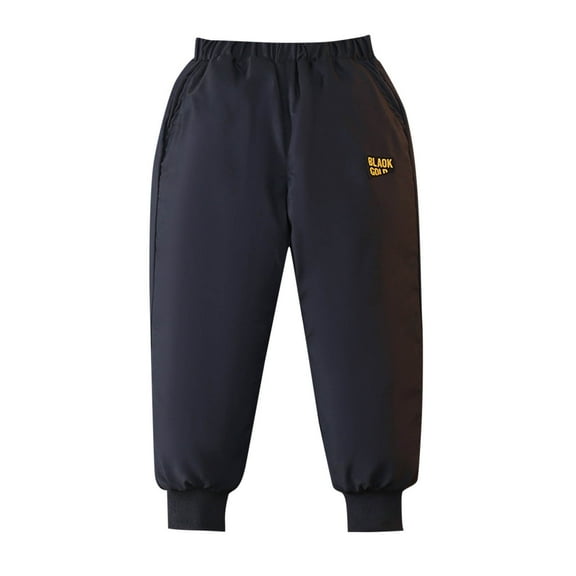 OGLCCG Kids Down Pants Boys Girls Windproof Warm Snow Pants with Pockets Winter Thicker Elastic Waist Hiking Softshell Insulated Trousers 3-15 Years