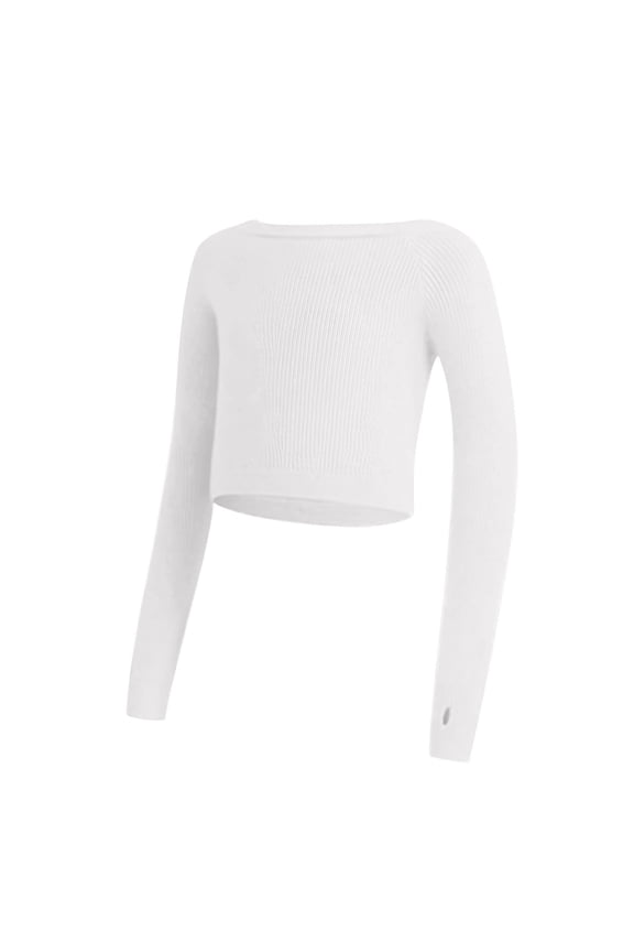 Kids Girls Ballet Wrap Top Long Sleeve Dance Sweater Soft Ballet Warm Up Pullover Crop Top for Leotard 5-16 Years