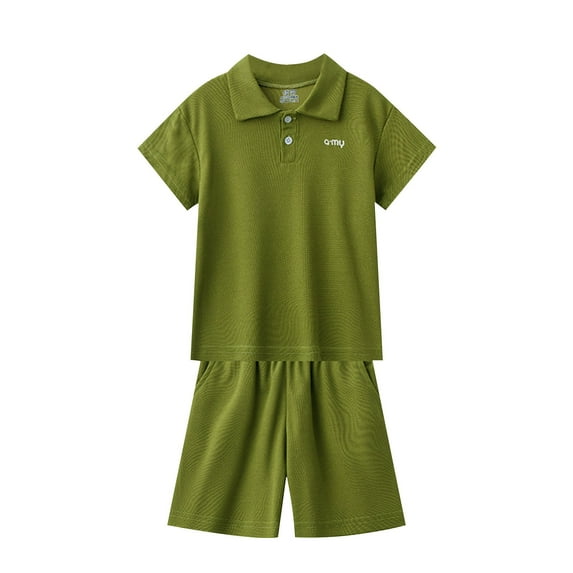 OGLCCG Kids Girls Boys Summer Outfit 2 Piece Casual Cotton Short Sleeve T-shirt with Shorts Sets Solid Color Loose Loungewear 5-16 Years