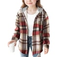 thumbnail image 1 of OGLCCG Kids Girls Button Down Shacket Jacket Lightweight Long Sleeve Plaid Hooded Jacket with Pocket Casual Loose Fit Shirts Jacket 4-15 Years, 1 of 4