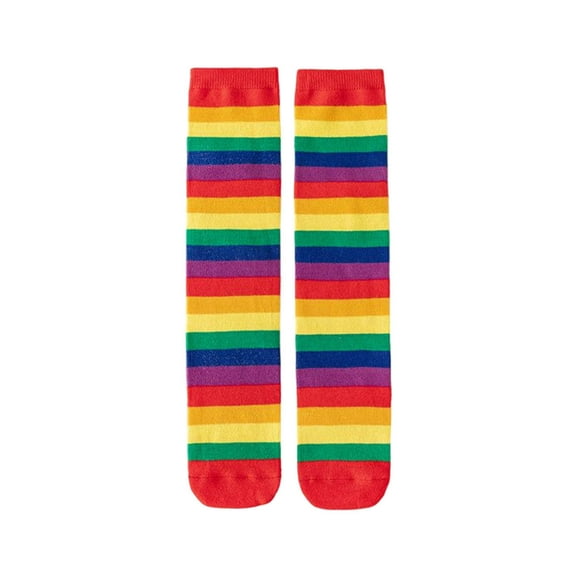 OGLCCG Kids Girls Knee High Socks Soft Knitted Thigh Long Rainbow Striped Socks Toddler Cotton Tights Stockings 3-12 Years