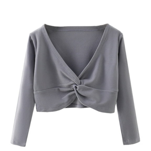 OGLCCG Kids Girls Long Sleeve Cardigan Shrug Teens Soft Fleece Front Knot Wrap Top Solid Color Dance Dress Cover Up 3-15 Years