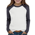 thumbnail image 1 of OGLCCG Kids Girls Long Sleeve Tunic Shirts Casual Crewneck Color Block Pullover Tee Loose Fit Lightweight Fall Blouses Tops 2-13 Years, 1 of 7