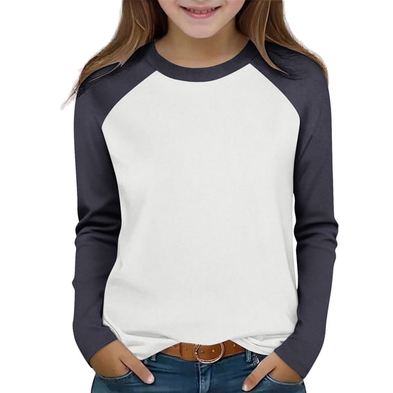 OGLCCG Kids Girls Long Sleeve Tunic Shirts Casual Crewneck Color Block Pullover Tee Loose Fit Lightweight Fall Blouses Tops 2-13 Years