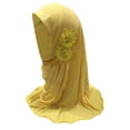 thumbnail image 1 of OGLCCG Kids Girls Muslim Hijab Cotton Islamic Scarf Shawls Turban with Flowers Hijab Chiffon Head Scarfs Head Wrap 4-6 Years, 1 of 3