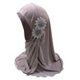 thumbnail image 1 of OGLCCG Kids Girls Muslim Hijab Cotton Islamic Scarf Shawls Turban with Flowers Hijab Chiffon Head Scarfs Head Wrap 4-6 Years, 1 of 3