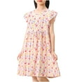 thumbnail image 1 of OGLCCG Kids Girls Summer Dress Floral Printed Ruffle Sleeveless Round Neck A Line Pleated Swing Sundress Fashion Flowy Beach Dress 3-15 Years, 1 of 6