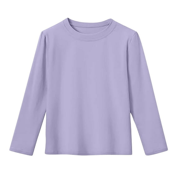 OGLCCG Kids Long Sleeve Basic Layering T-Shirt Boys Girls Lightweight Crewneck Cotton Undershirts Solid Color Casual Sweatshirts 2-13 Years