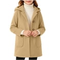 thumbnail image 1 of OGLCCG Kids Winter Pea Coat with Hood Single Breasted Wool Blend Dress Coats for Boys Girls Mid Length Trench Coat with Pockets,Size 5-15, 1 of 8