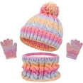 thumbnail image 1 of OGLCCG Kids Pompom Winter Beanie Hat Scart Gloves Set,Boys Girls Knitted Fleece Lined Beanie with Neck Scarf Thick Gloves for Cold Weather 3-10 Years, 1 of 5