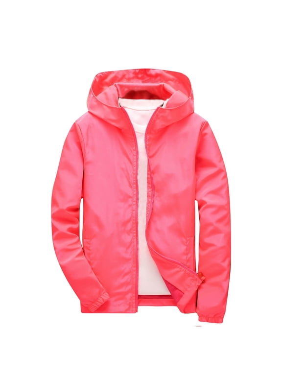 Kids Rain Jackets With Hood Lightweight Full Zipper Waterproof Raincoat For Boys Girls Casual Fall Winter Windbreaker Jacket 3-12 Years