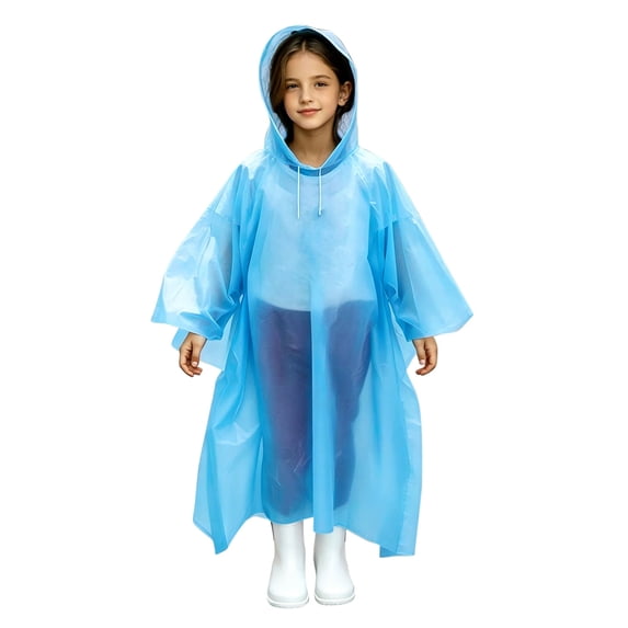 OGLCCG Kids Rain Poncho, Disposable Rain Ponchos with Hood, Waterproof Raincoat for Boys Girls, Clear Kids Rain Cover for Outdoor, Travel, Camping Sizes 3-14