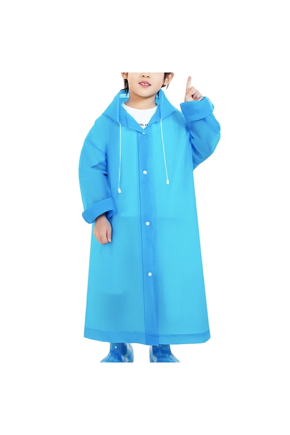 Kids Rain Ponchos Boys Girls Reusable Raincoats with Hood Long Sleeve Waterproof Long Rain Coats 6-11 Years