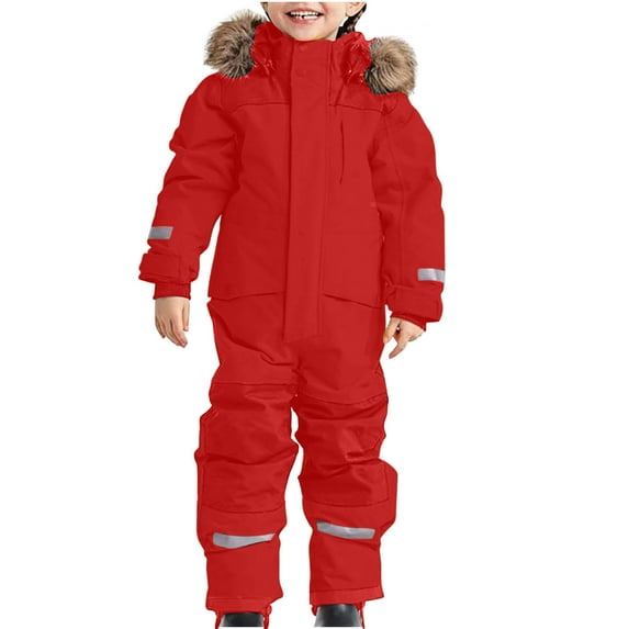 OGLCCG Kids Ski Suit Snowsuit One Piece Boys Girls Snowboard Suit Winter Outdoor Waterproof Windproof Hooded Ski Jumpsuits Coveralls 1-15 Years