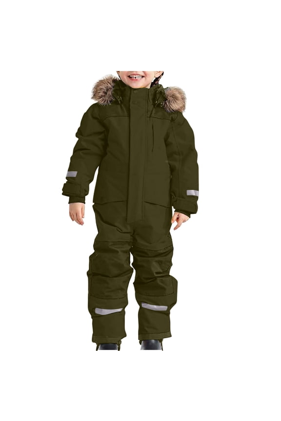 Kids Ski Suit Snowsuit One Piece Boys Girls Snowboard Suit Winter Outdoor Waterproof Windproof Hooded Ski Jumpsuits Coveralls 1-15 Years