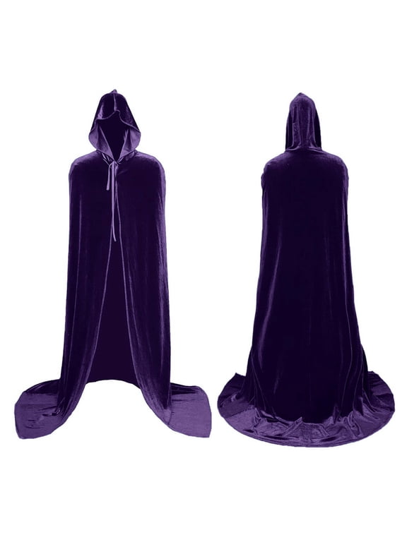 Kids Velvet Hooded Cape Robe for Halloween Christmas Party,Boys Girls Cloak for Masquerade, Dress Up,Wizard Size 2-17