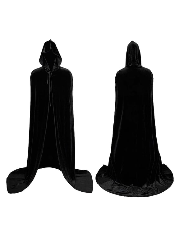 Kids Velvet Hooded Cape Robe for Halloween Christmas Party,Boys Girls Cloak for Masquerade, Dress Up,Wizard Size 2-17