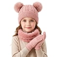 thumbnail image 1 of OGLCCG Kids Winter Hat Scarf Gloves Set Size 2-10 Girls Boys Fleece Lined Beanie Hat with Pom Knit Scarf Warm Mittens, 1 of 5