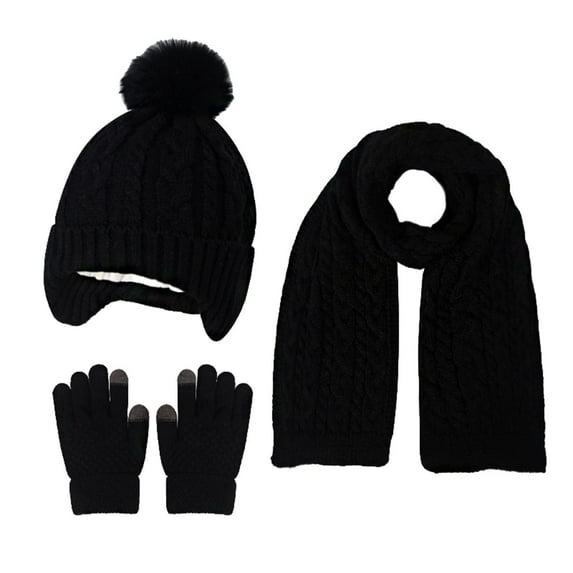 OGLCCG Kids Winter Hat Scarf Gloves Set, Girls Boys Winter Warm Fleece Lined Beanie Hat Knit Neck Scarf Touchscreen Gloves for Cold Weather 3-10 Years