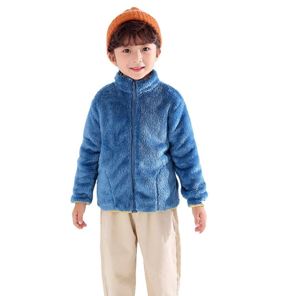 OGLCCG Little Boys Girls Fuzzy Sherpa Teddy Coat Fall Winter Full Zip Up Fleece Jacket Casual Long Sleeve Fluffy Soft Cozy Outwear 1-9Y