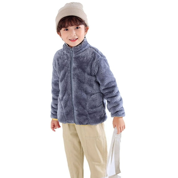 OGLCCG Little Boys Girls Fuzzy Sherpa Teddy Coat Fall Winter Full Zip Up Fleece Jacket Casual Long Sleeve Fluffy Soft Cozy Outwear 1-9Y