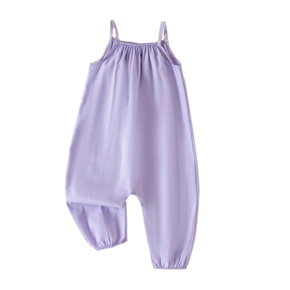 OGLCCG Little Girls Sleeveless Jumpsuits Spaghetti Strap Romper Long Pants Summer Solid Color Loose Fit One Piece Outfits 3M-3T