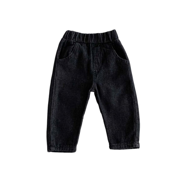 OGLCCG Little Kids Jeans Elastic Waist Straight Leg Basic Stretch Denim Pants Casual Lightweight Jeans for Boys Gilrs 0-7 Years