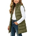 thumbnail image 1 of OGLCCG Long Puffer Vest Girls Sleeveless Quilted Warm Coat Gilet Jacket Fall Winter Zip Up Padded Outerwear with Pockets(Army Green,7-8 Years), 1 of 8