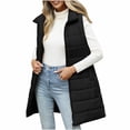 thumbnail image 1 of OGLCCG Long Puffer Vest for Womens Lightweight Full Zip Sleeveless Puffer Vest Jackets Soft Winter Warm Padded Gilet With Pockets,M,Black, 1 of 8