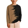 thumbnail image 1 of OGLCCG Long Sleeve Shirts for Boys Casual Crewneck Pullover Shirts for kids Cute Novelty Fashion Block Loose Fit Athletic Shirts 3-14 Years, 1 of 5