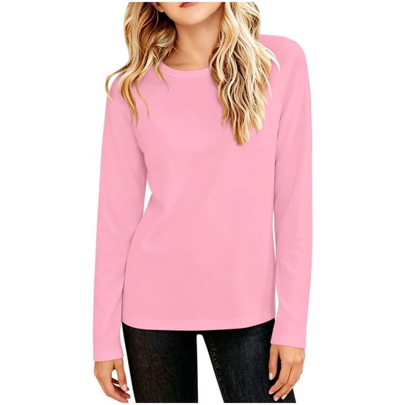 OGLCCG Long Sleeve Shirts for Girls Plain Crew Neck Stretchy Basic Layering Tops Lightweight Fall Winter Outfits Size 1-13 Years