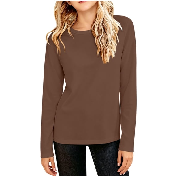 OGLCCG Long Sleeve Shirts for Girls Plain Crew Neck Stretchy Basic Layering Tops Lightweight Fall Winter Outfits Size 1-13 Years