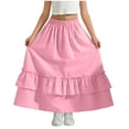 thumbnail image 1 of OGLCCG Maxi Skirts for Girls Casual Elastic High Waisted Ruffled Long Skirt Summer Boho A Line Flowy Swing Tiered Skirts with Pockets, 1 of 6
