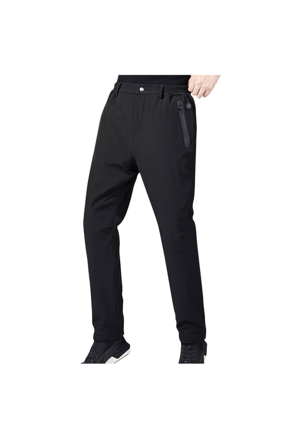 Men Heated Pants Snow Ski Waterproof Insulated Softshell Snowboard Pants Winter Thermal Electric USB Heating Trousers (Battery Pack Not Included)