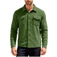 thumbnail image 1 of OGLCCG Men Polar Fleece Shirt Jacket Long Sleeve Button Down Warm Thick Shirts Casual Thermal Shacket Jacket with Pocket for Fall Winter,XXXL,Army Green, 1 of 8