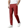 thumbnail image 1 of OGLCCG Men Straight Leg Chinos Pants Summer Outdoor Hiking Pants Elastic Waist Casual Solid Trousers with Pockets,M,Wine, 1 of 7