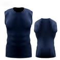 thumbnail image 1 of OGLCCG Men's Athletic Compression Shirts Crewneck Sleeveless Workout Tank Top Sports Base Layer Running Basketball Muscle Shirts for Men,L,Navy, 1 of 6
