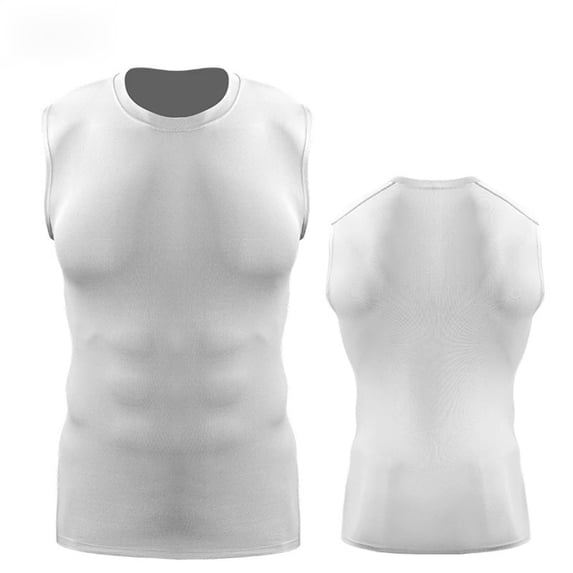 OGLCCG Men's Athletic Compression Shirts Crewneck Sleeveless Workout Tank Top Sports Base Layer Running Basketball Muscle Shirts for Men,XXL,White